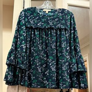 Michael Kors Floral Blue and Green Women's Top